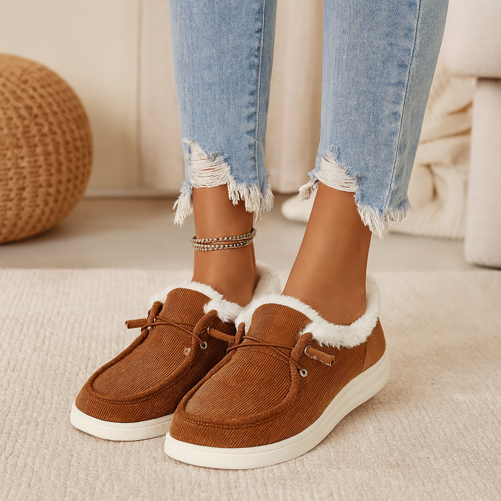 Élise | Kuschelige Winterschuhe aus Cord mit Fellfutter R&B