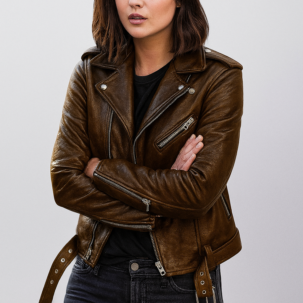 R&B | Slim Fit Biker Lederjacke für Damen