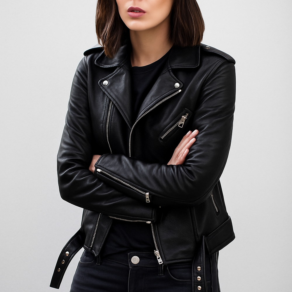 R&B | Slim Fit Biker Lederjacke für Damen