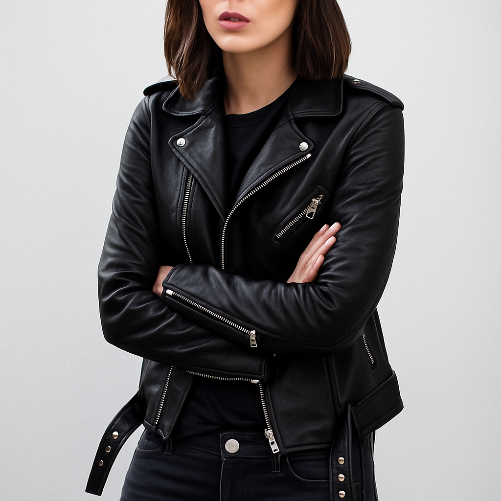 R&B | Slim Fit Biker Lederjacke für Damen