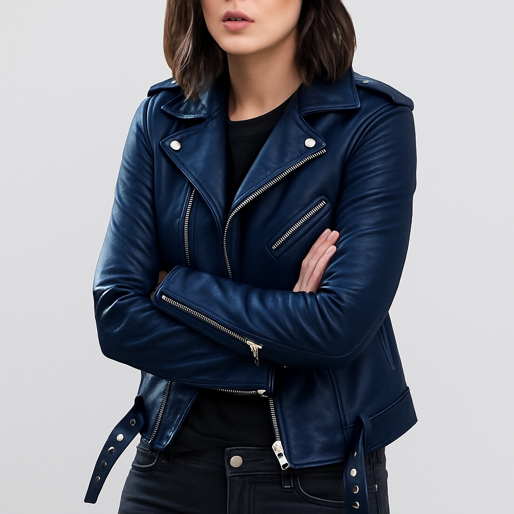 R&B | Slim Fit Biker Lederjacke für Damen
