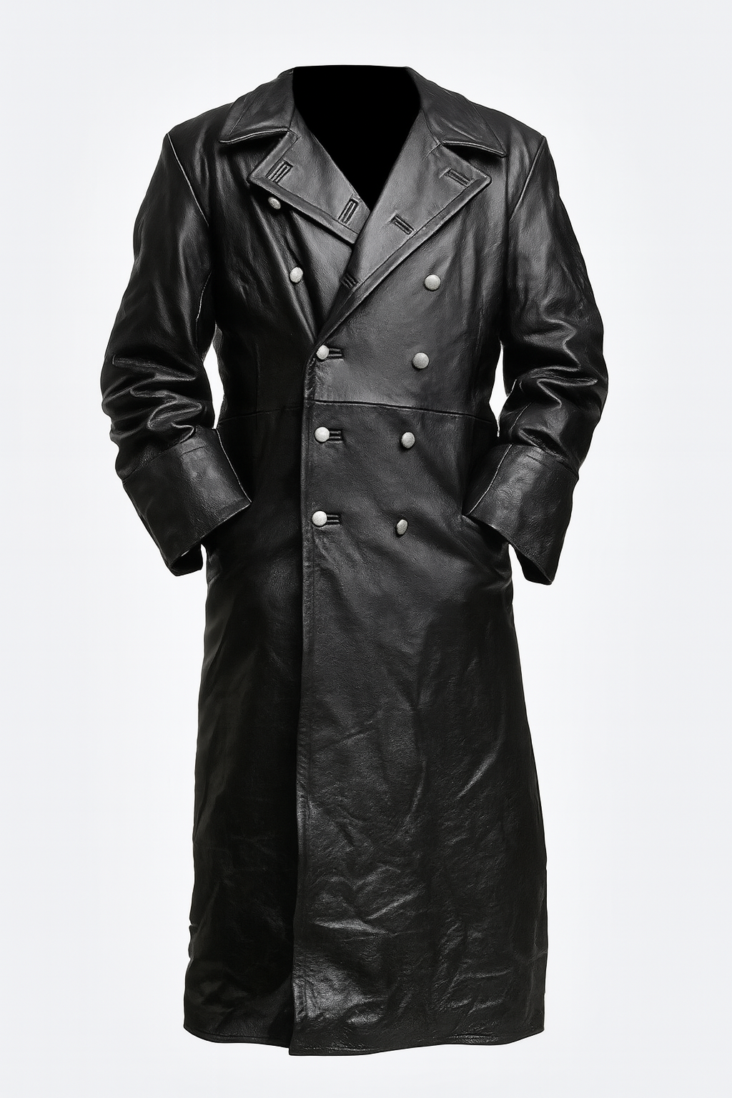 R&B | Ikonischer Gotischer Leder-Trenchcoat für Herren Im Wo2-Stil