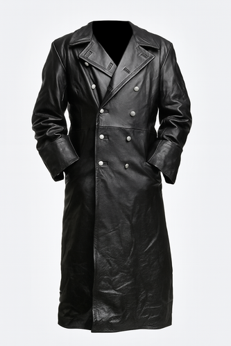 R&B | Ikonischer Gotischer Leder-Trenchcoat für Herren Im Wo2-Stil