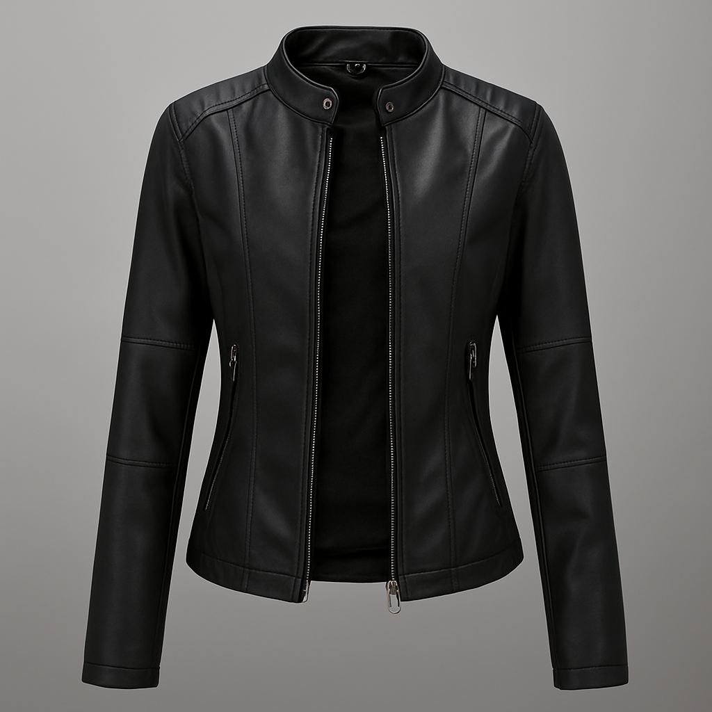 R&B | Tailliertes Rotes Leder-Motorradjacke für Damen