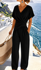 Damen Eleganter mit Wickeloptik und breiten Beinen R&B