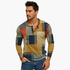R&B | Patchwork Strickpullover - Moderner Henley-Stil für Herbst & Winter
