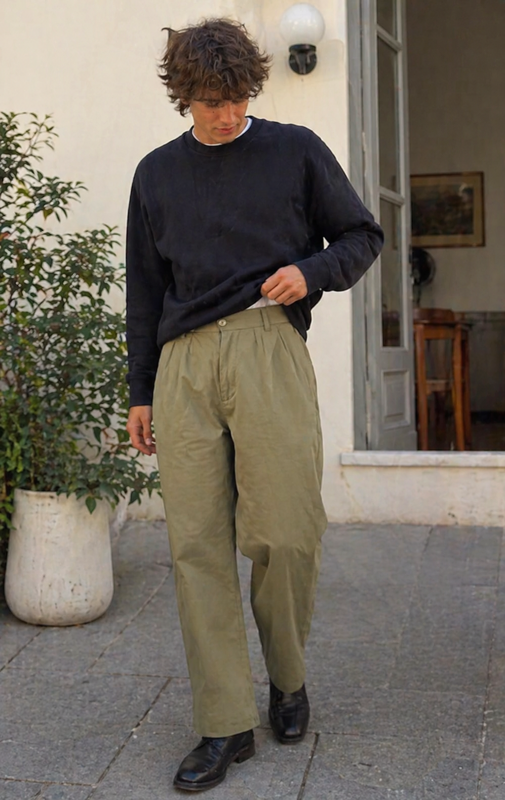 R&B Herren Hose Leinenoptik Gerade Passform Sommer