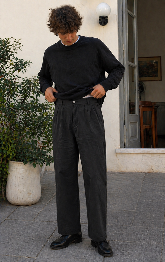 R&B Herren Hose Leinenoptik Gerade Passform Sommer