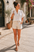 R&B Damen Bluse V-Ausschnitt Locker Langarm