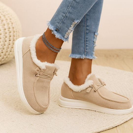 Élise | Kuschelige Winterschuhe aus Cord mit Fellfutter R&B