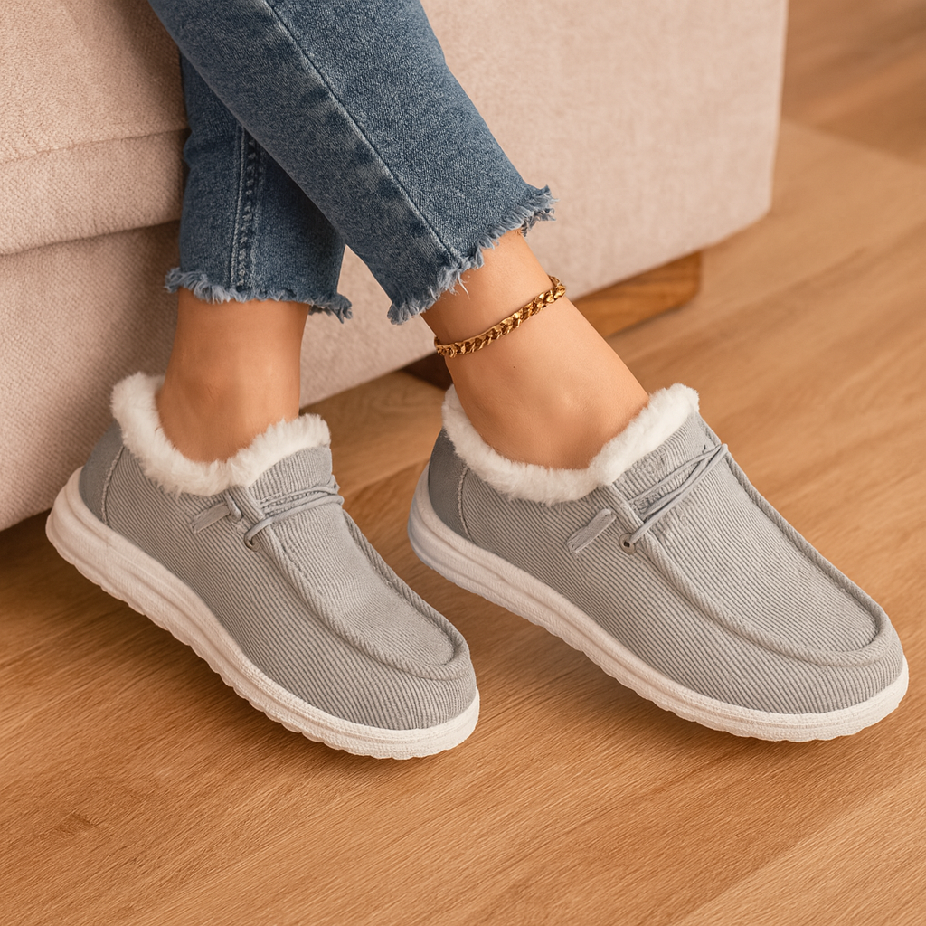 Élise | Kuschelige Winterschuhe aus Cord mit Fellfutter R&B
