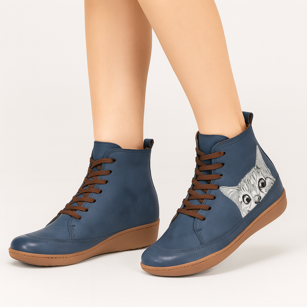 Leonore | Winterstiefel mit Katzenmuster R&B