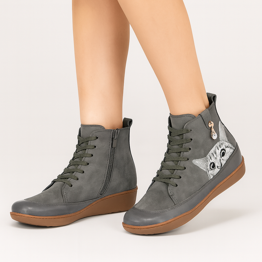 Leonore | Winterstiefel mit Katzenmuster R&B