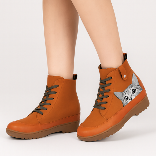 Leonore | Winterstiefel mit Katzenmuster R&B