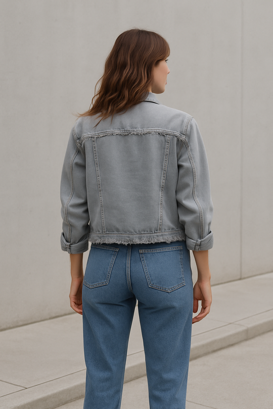R&B | Lässige Damen Denimjacke mit Langen Ärmeln