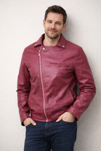 Herren Kunstleder Bikerjacke modern geschnitten