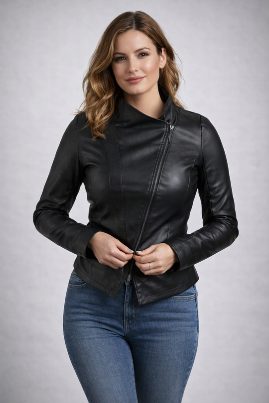 Schwarze Oversized Kunstlederjacke Damen