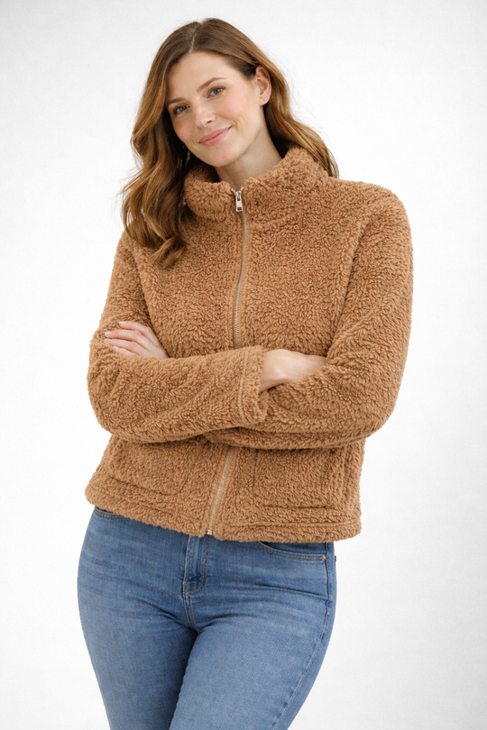 Damen Teddyjacke mit Reißverschluss