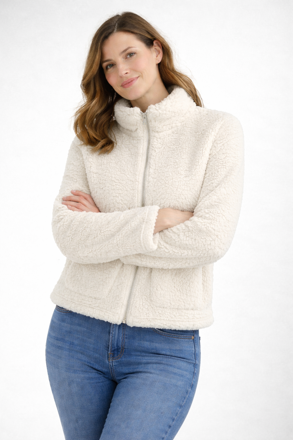 Damen Teddyjacke mit Reißverschluss
