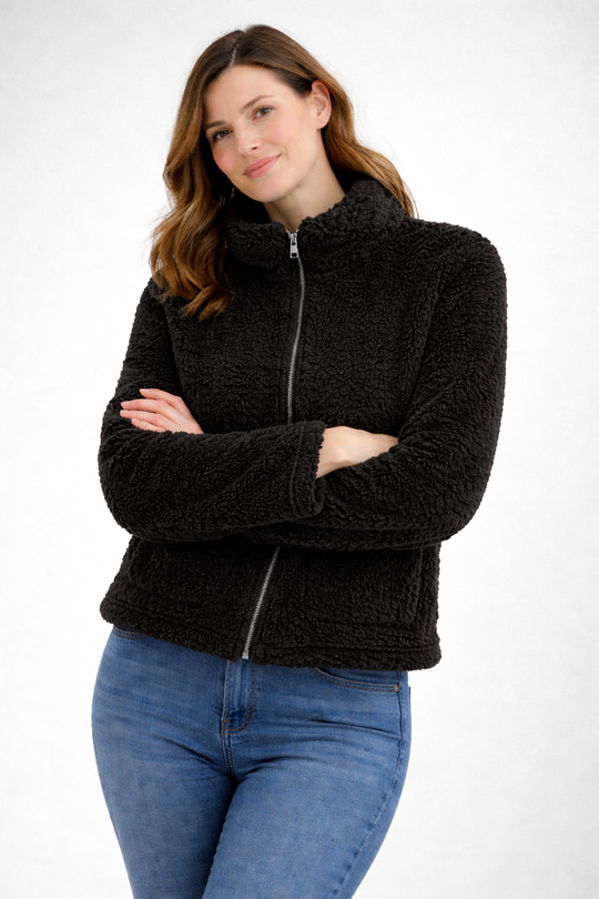 Damen Teddyjacke mit Reißverschluss