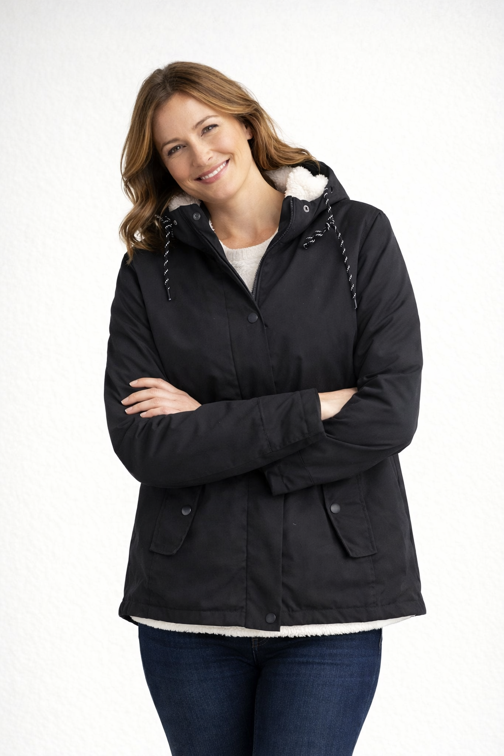 R&B | Damen Winterjacke mit Kapuze und Fleecefutter