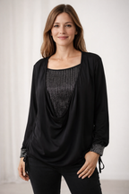 Damen Bluse Langarm mit Pailletten