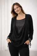 Damen Bluse Langarm mit Pailletten