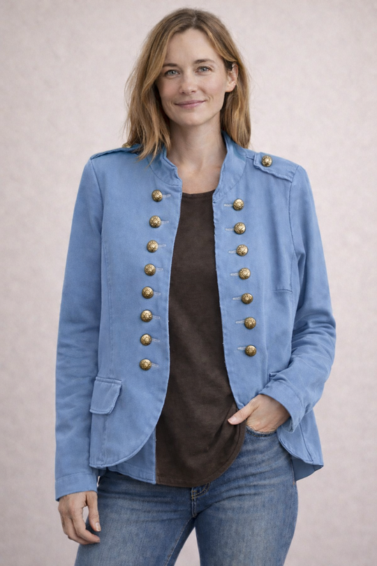 Damen Blazer mit doppelreihiger Knopfleiste im Militärstil