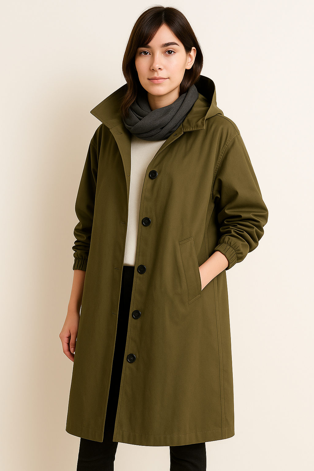 R&B | Damen Trenchcoat mit Kapuze
