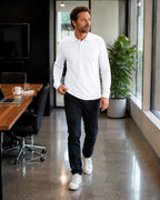R&B Herren Langarm-Polo mit Knopfleiste