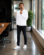 R&B Herren Langarm-Polo mit Knopfleiste