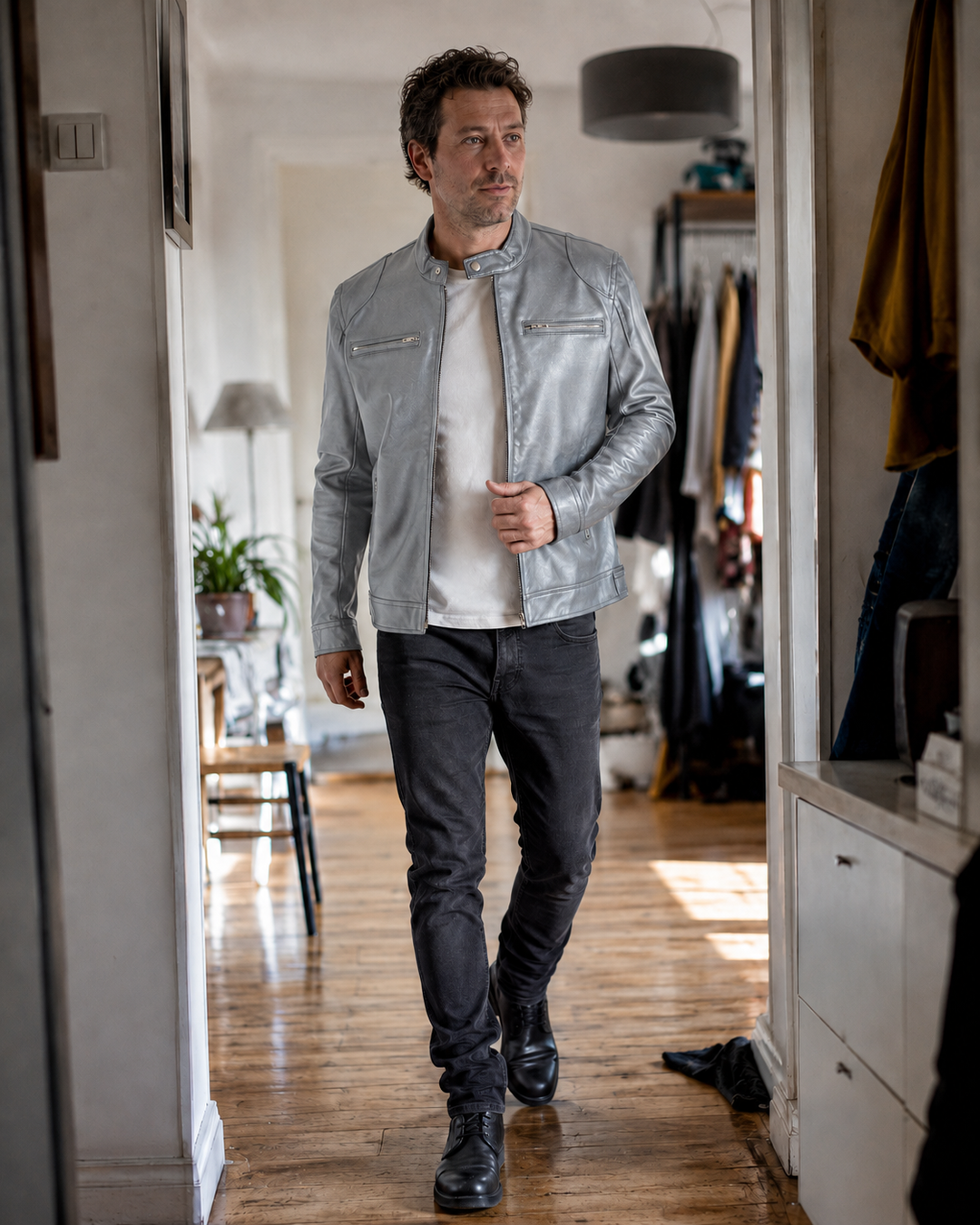 R&B Herren PU-Jacke in Lederoptik mit Reißverschluss