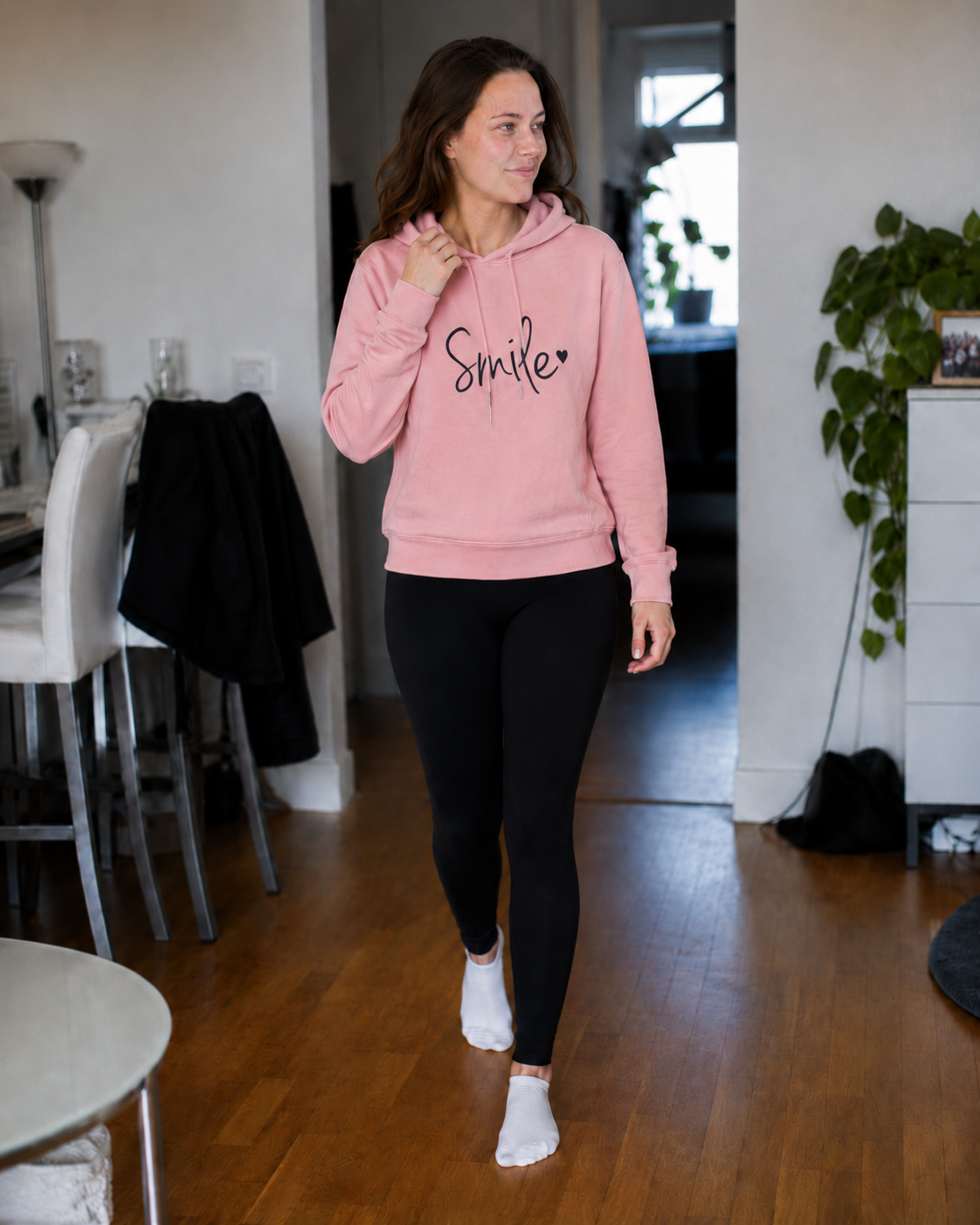 R&B Damen Hoodie mit Smile-Print und Kapuze