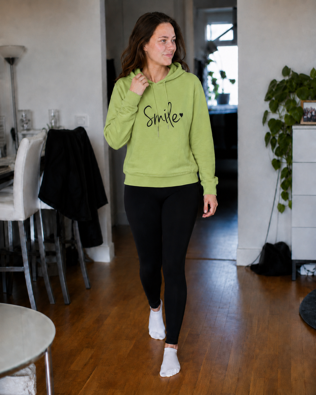 R&B Damen Hoodie mit Smile-Print und Kapuze