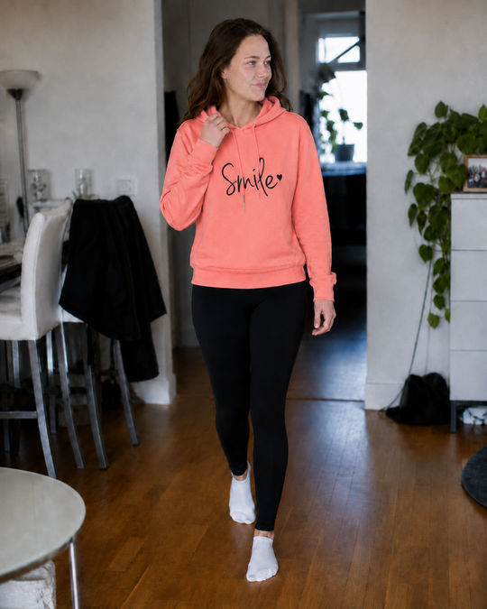 R&B Damen Hoodie mit Smile-Print und Kapuze
