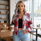 R&B | Damen Sommerjacke mit Kariertem Muster, Schick und Bequem