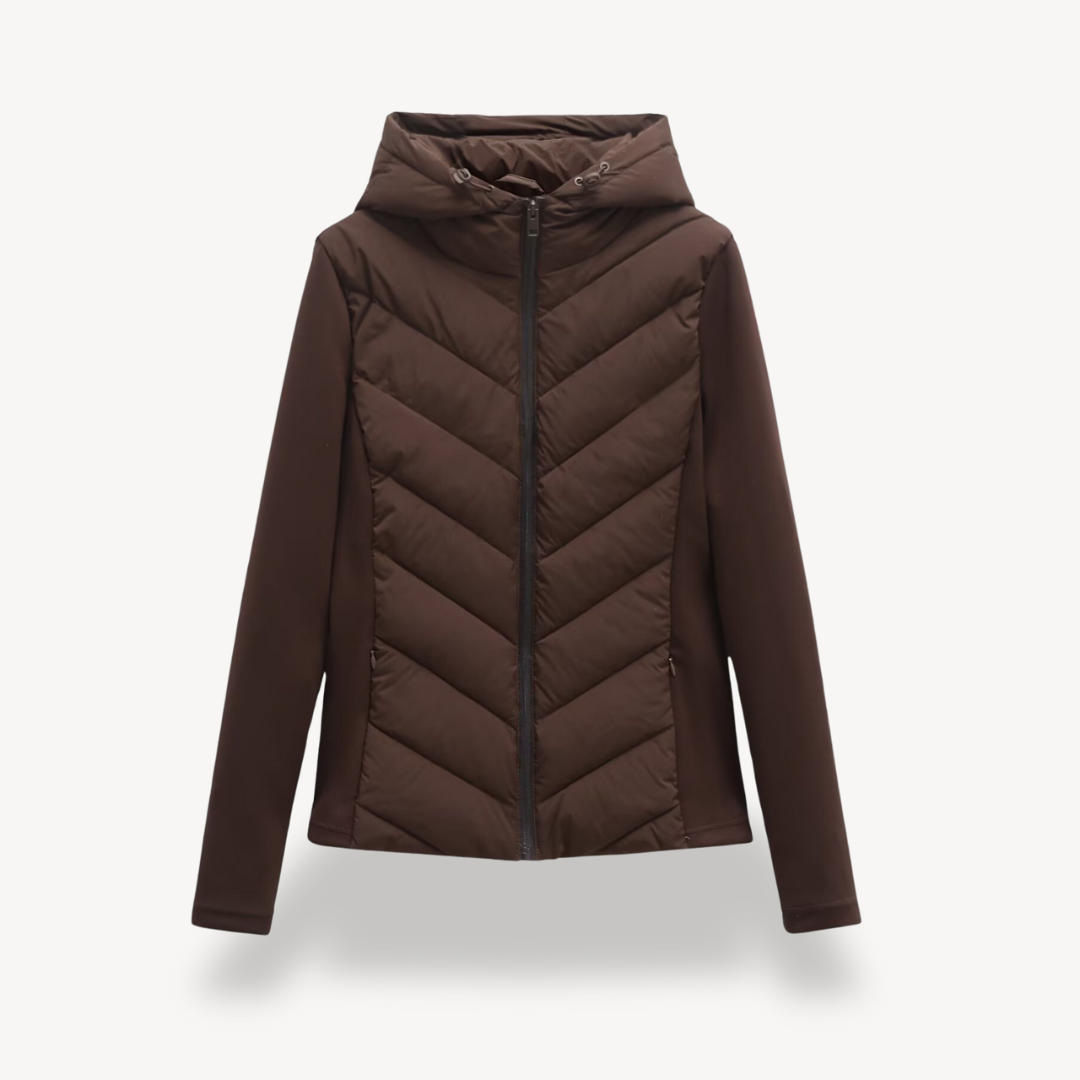 Damen Textil Jacke mit Chevron-Steppung & Kapuze | R&B