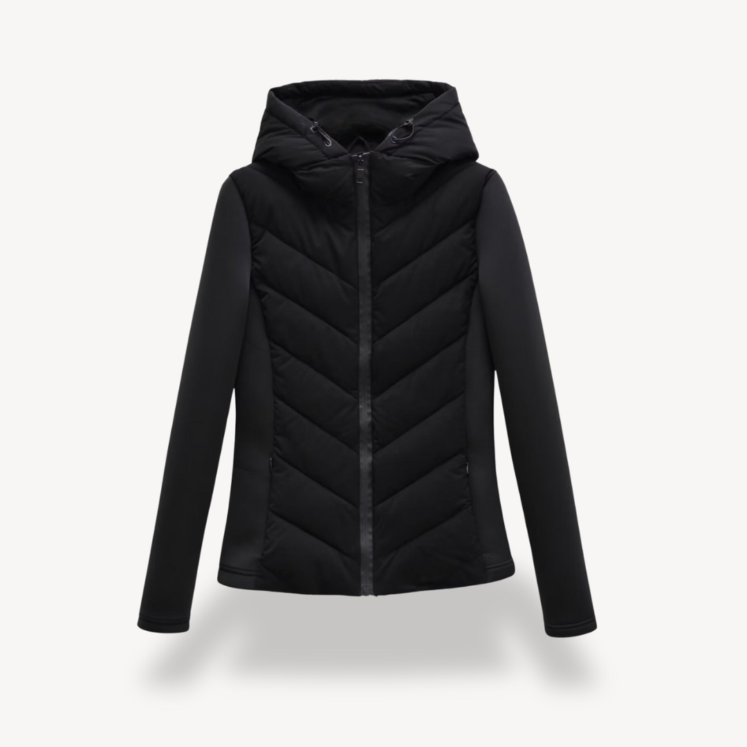 Damen Textil Jacke mit Chevron-Steppung & Kapuze | R&B
