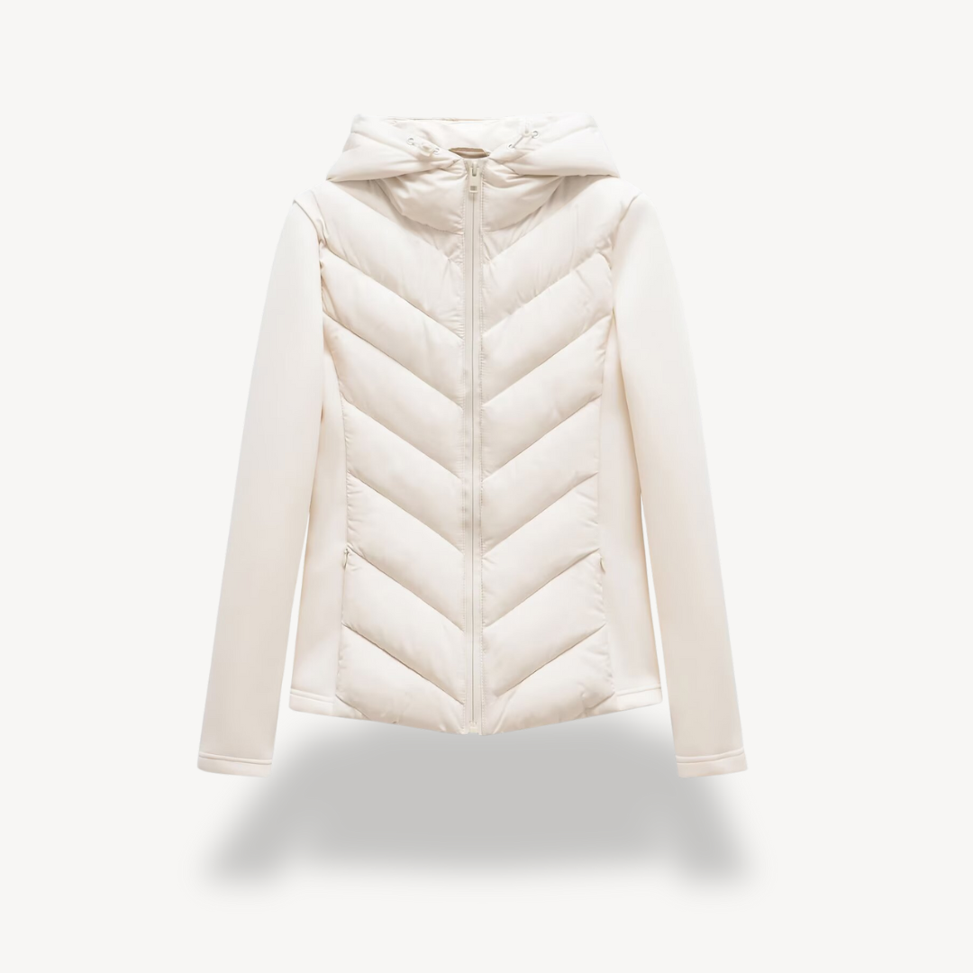Damen Textil Jacke mit Chevron-Steppung & Kapuze | R&B