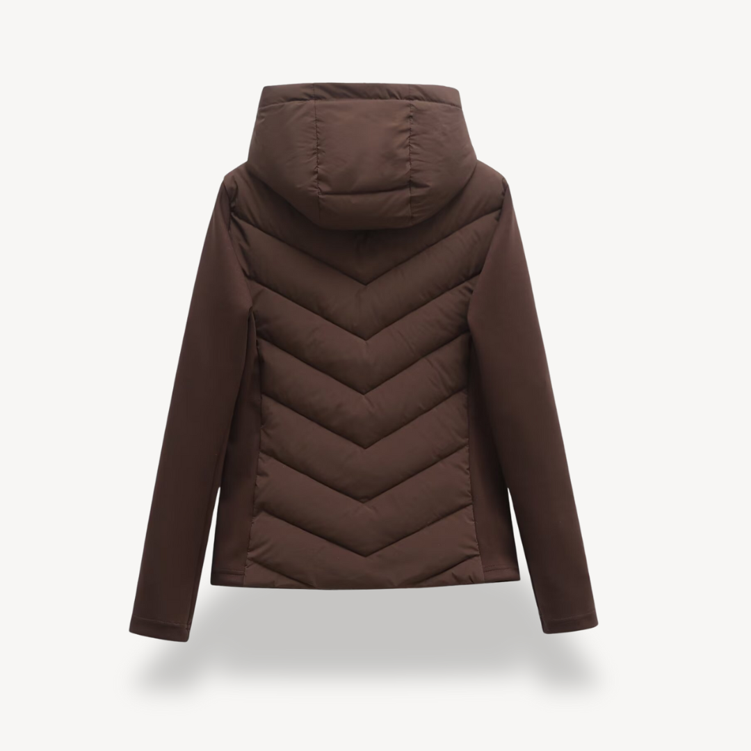 Damen Textil Jacke mit Chevron-Steppung & Kapuze | R&B