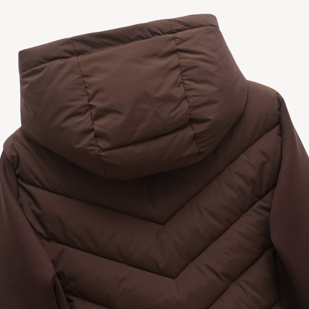 Damen Textil Jacke mit Chevron-Steppung & Kapuze | R&B