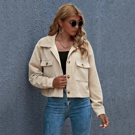 R&B | Kragen Cropped Cord-Jacke