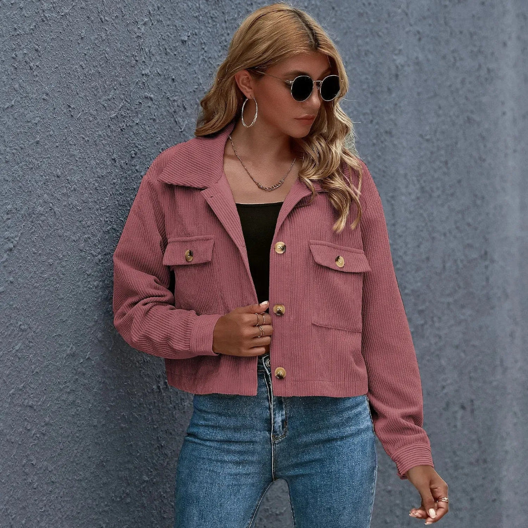 R&B | Kragen Cropped Cord-Jacke