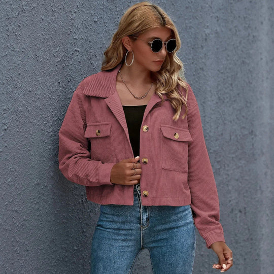 R&B | Kragen Cropped Cord-Jacke