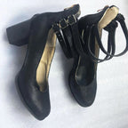 Chunky Heels - Damen Knöchelriemen Blockabsätze Geschlossene Zehen Schuhe R&B