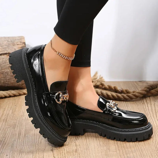 Chunky Loafers, Slip-On, Dekorationskette, Damenschuhe, Plattformschuhe R&B
