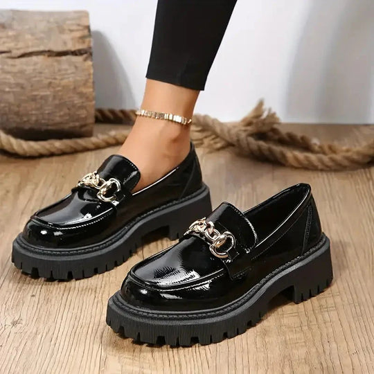 Chunky Loafers, Slip-On, Dekorationskette, Damenschuhe, Plattformschuhe R&B