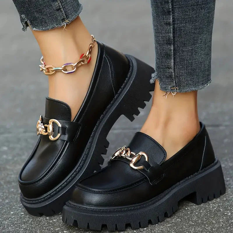 Chunky Loafers, Slip-On, Dekorationskette, Damenschuhe, Plattformschuhe R&B