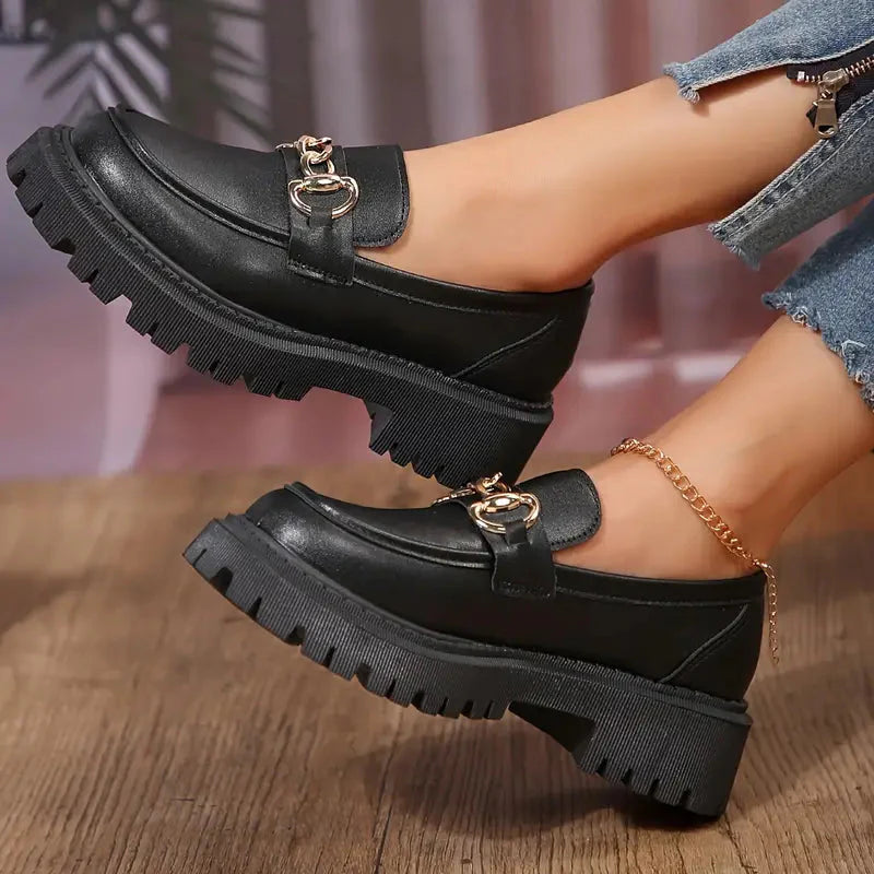 Chunky Loafers, Slip-On, Dekorationskette, Damenschuhe, Plattformschuhe R&B