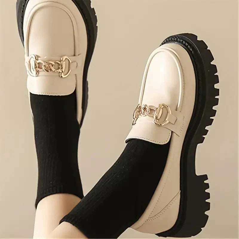 Chunky Loafers, Slip-On, Dekorationskette, Damenschuhe, Plattformschuhe R&B